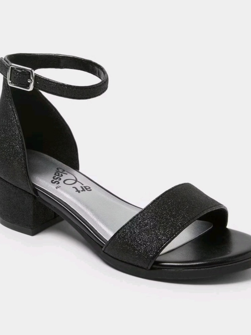 art class Black Ankle-Strap Block Kids' Fannie Heeled Sandals